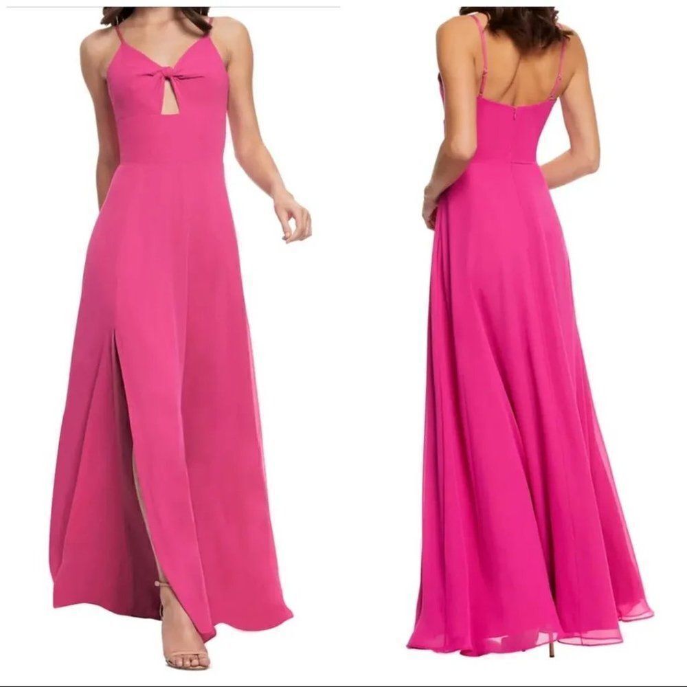 Dress the Population Cambria Tie Bodice Evening Dress size XL in Bright Fuchshia